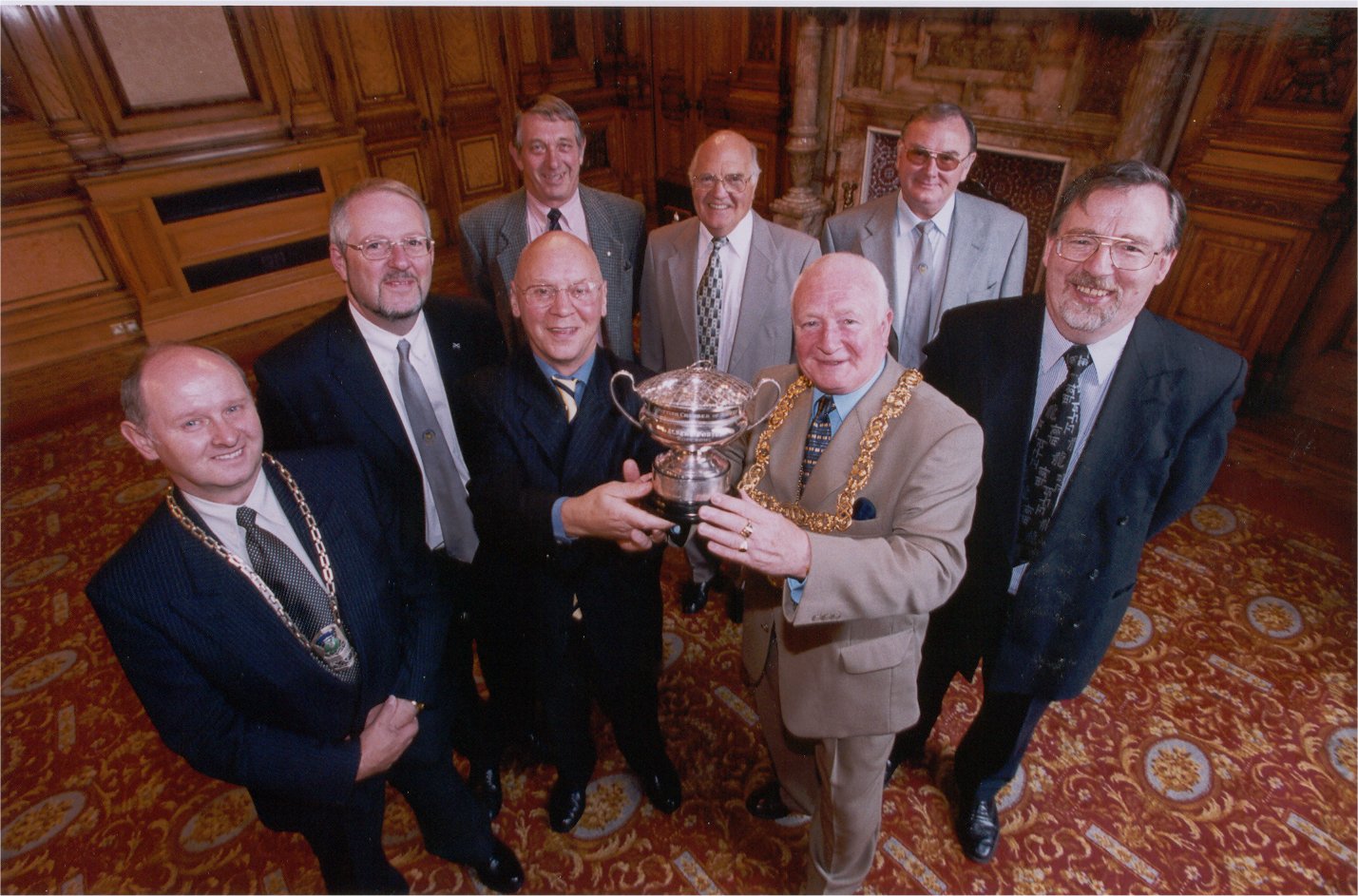 The Lord Provost of Glasgow presenting the Albert Porter Rosebowl to the SHEF(S) Committee and guests