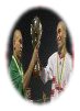 Celebrating CAF Champions League Trophy 2002 with twin Ibrahim