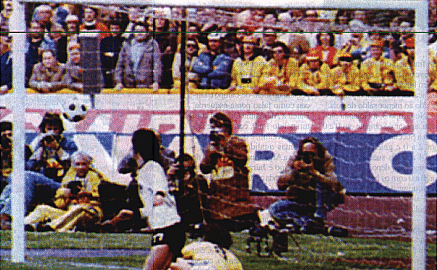 Mller festeja o gol do segundo ttulo alemo.