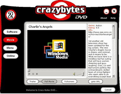 The menu function 'Movie' where you can watch the DivX movie on the DVD