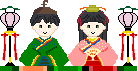 Hinamatsuri Dolls, representing the emperor and empressof Japan celebrating Hinamatsuri or Girls Day, March 3