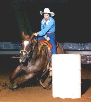 Jamie running barrels.