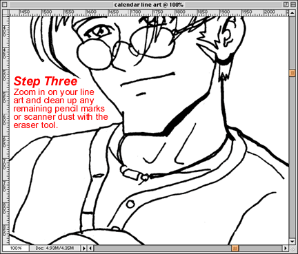 clean up the line art with the eraser