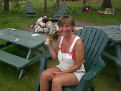 carma enjoying her corona on vacation in Michigan