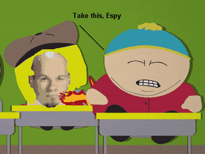 Cartman farting fire on Espy