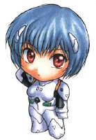 Her name is Ayanami Rei and at the moment she is in SD-form