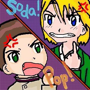 Stop laughing at my art! >_< It's HARD drawing with a frickin' mouse... And also note: Yama is not holding the 'bad' finger up. ^^;