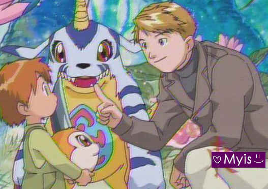 Matt giving his sons a couple of pointers when going to the Digital World. "If you meet up with an talking trees, just say no and walk away." Lol! Well, not really. He simply said "Now be careful, son." There ya go. ^^;