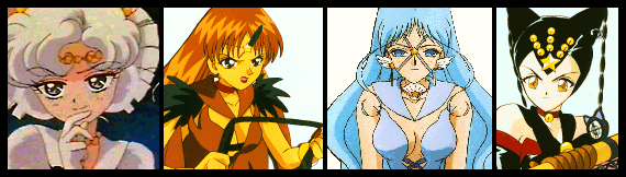 left to right: Sailor Iron Mouse, Sailor Lead Crow, Sailor Aluminum Siren, and Sailor Tin Nyanko