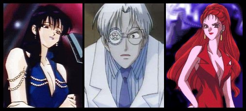 from left to right: Mistress 9, Professor Tomoe, and Kaolinite