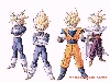 Trunks, Vegeta, Goku and Gohan as super saiya-jin
