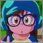 Arale in a strange helmet 