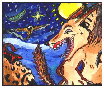 Artwork based on a Califorinan Chumash Coyote tale