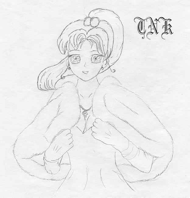 Sailor Jupiter in a short white fox cape