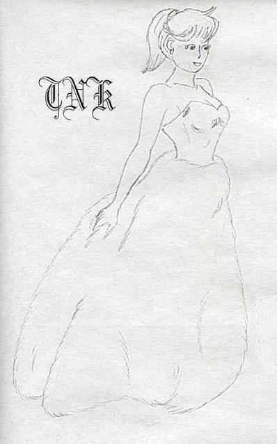 Betty in a white rabbit skirt