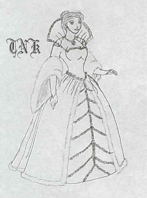 Lisa Kudrow in an ermine trimmed gown