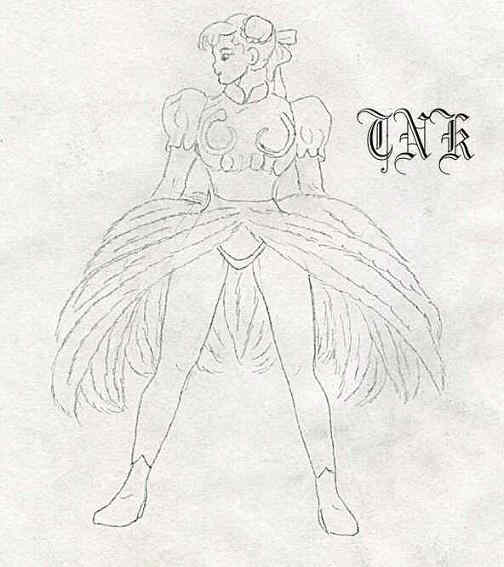 Chun Li in feather trimmed outfit