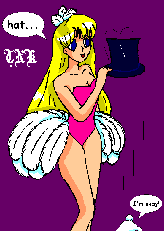 Sailor Venus in a costume with white feathers