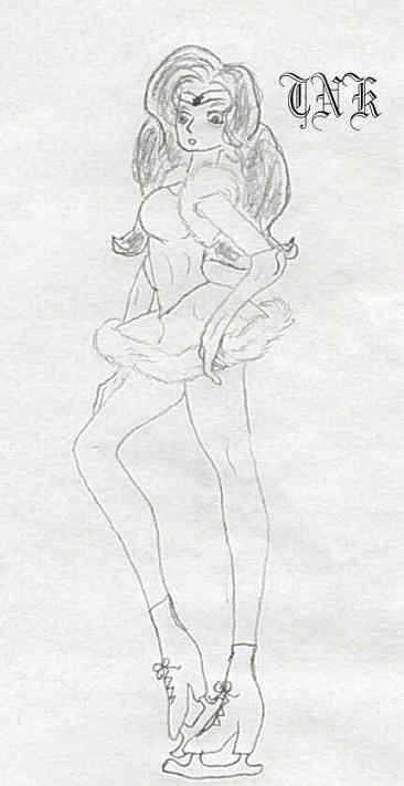 Wonder Woman in a white fur trimmed skating outfit