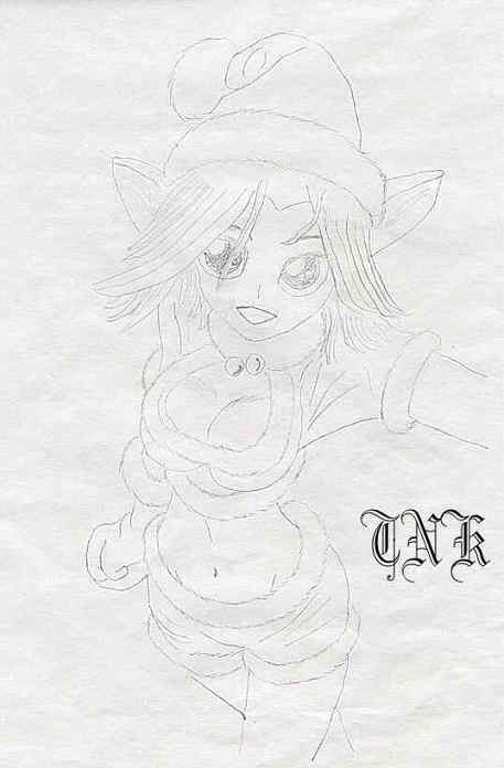 Kiera in a red outfit trimmed with white fur