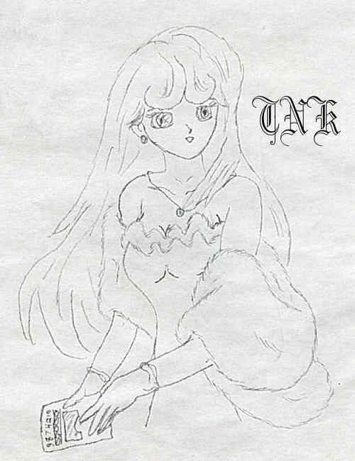 B-ko with an ermine wrap and neckline