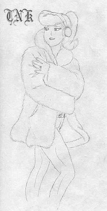 Linka in a white rabbit coat