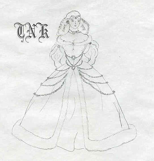 Allura in an ermine trimmed gown