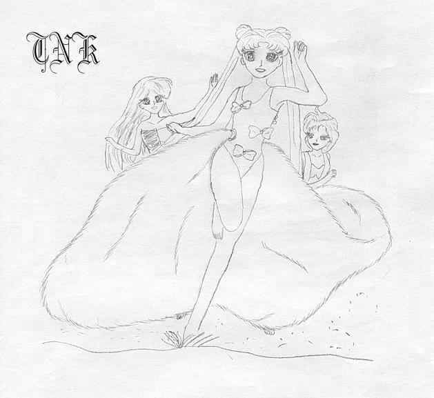 Sailor Moon in a white lynx skirt