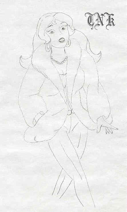 Goldie Gold in her white mink coat