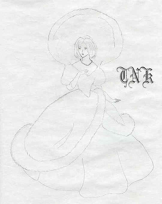 White Queen in an ermine gown with white fox trim