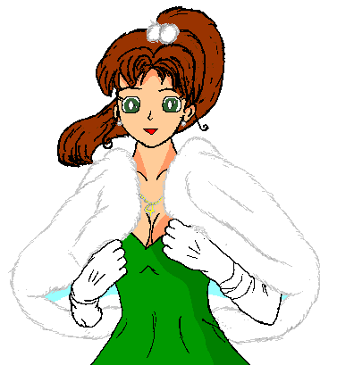 Sailor Jupiter in a short white fox cape