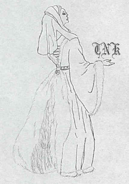 Lady in ermine lined gown