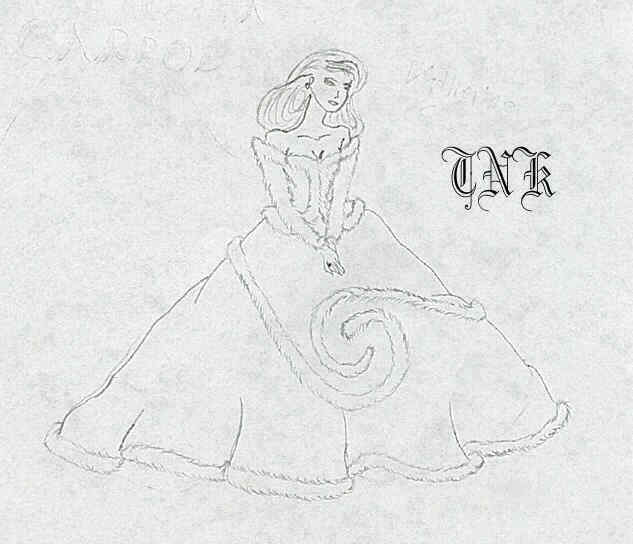 Lady with a white feather jacket and skirt trimming