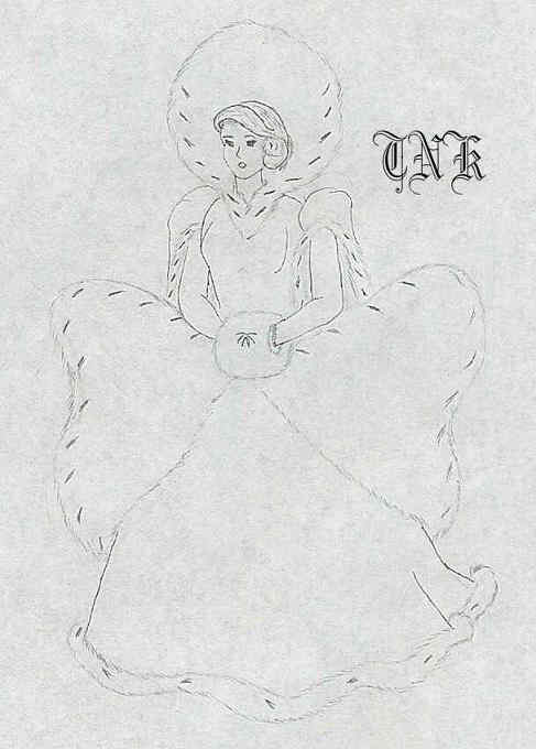 Girl in an extravagant ermine lined gown