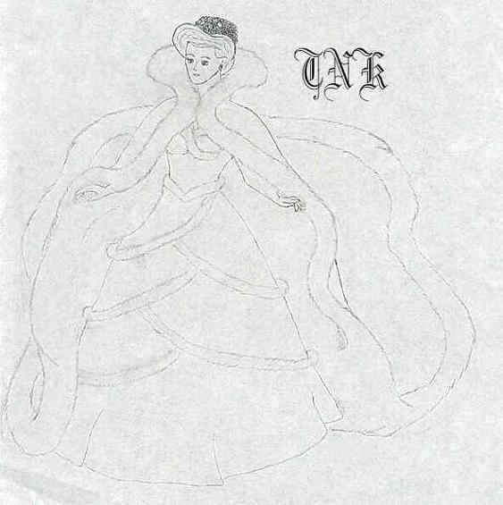 Woman with a cape lined with white fox