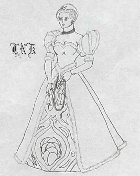 Woman in mink trimmed gown