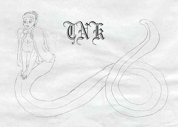 Snake girl with a white mink coat over her shoulders