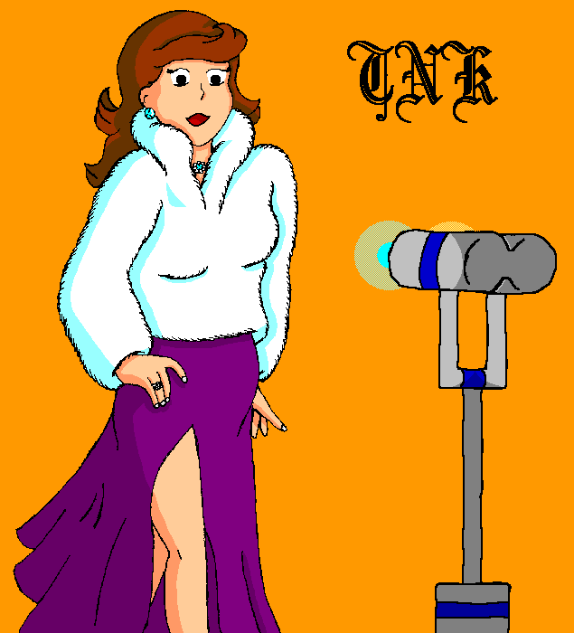 Woman in a white mink coat