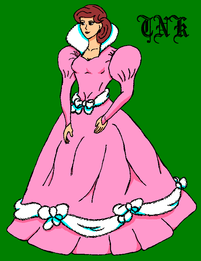 Princess in a gown with ermine trimming and collar