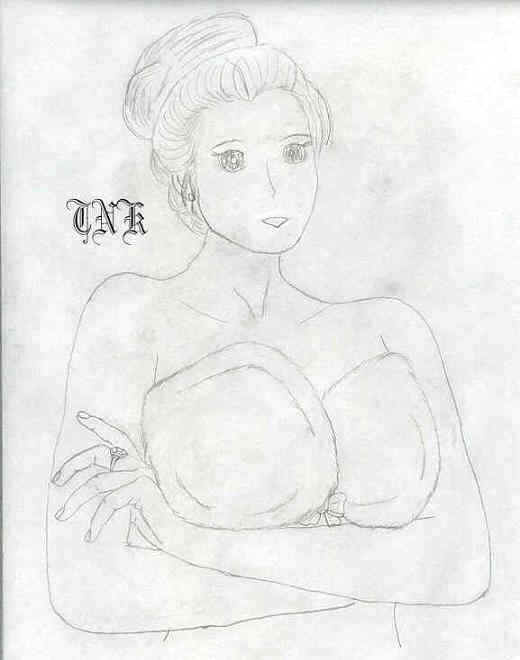 Woman in a white mink bikini