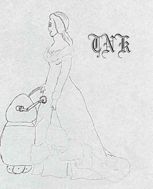 Woman in a fur trimmed gown