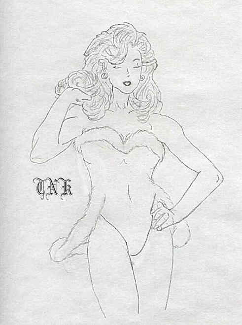 Woman in a feather trimmed teddy