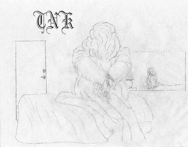 Woman in a white mink coat with her hand tied behind her