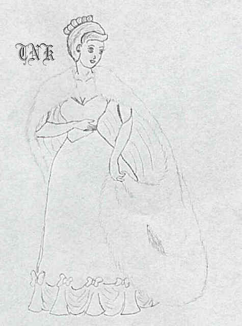 Woman in a white mink cape