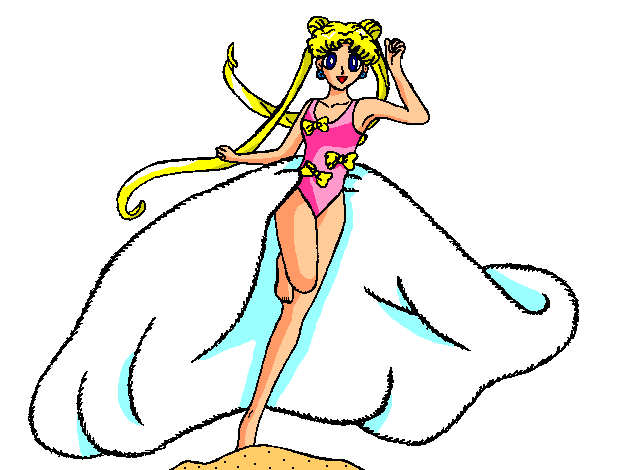 Sailor Moon in a white lynx skirt