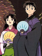 Miroku and Sango enjoy fireworks