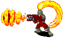 Infernoman shooting a fireball.