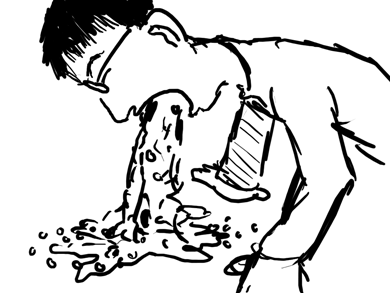 someone had a little too much to drink. it's funny how the smallest people produce the most vomit.