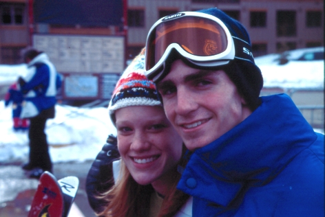Eric and Maggie cuddle for warmth as they wait for the Ironhorse shuttle...