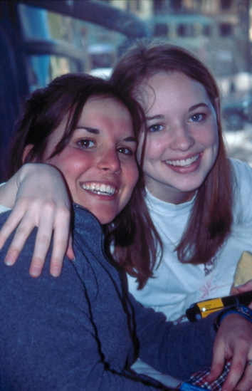 Erin and Serena enjoy the long bus drive home...